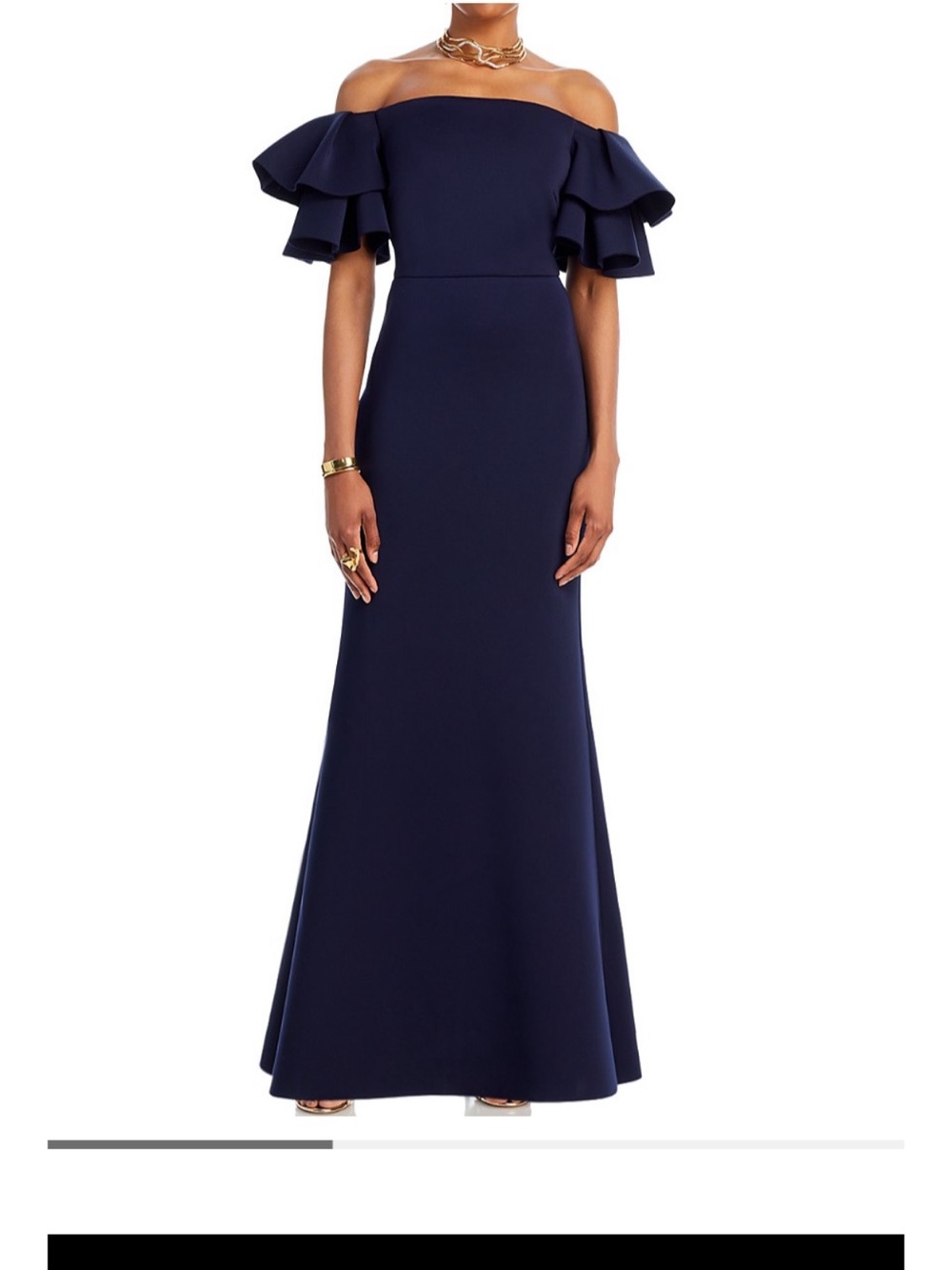 Source Unknown Navy Strapless Ruffle Mermaid Gown - Picture 1 of 2